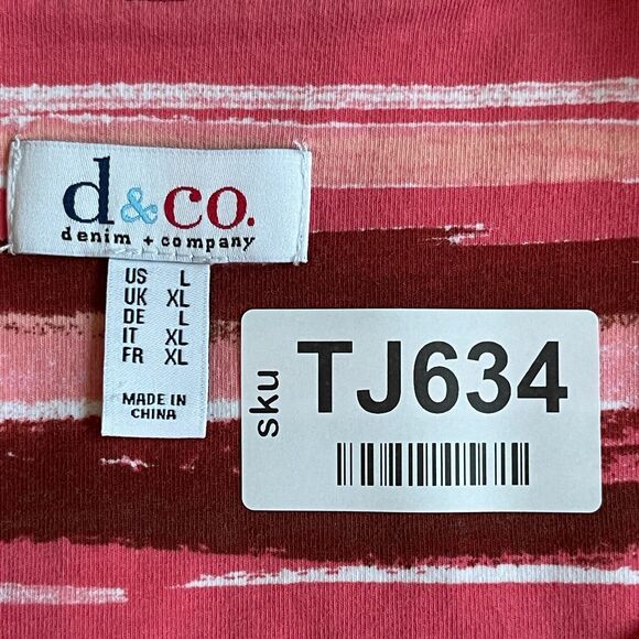 D & Co. Maxi Tank Dress Women Size L Pink Striped Stretch Slit Sleeveless Modest - Picture 6 of 13